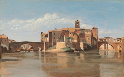 The Island and the Bridge of San Bartolomeo, Rome by Jean Baptiste Camille Corot
